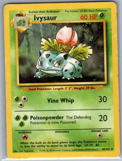 Ivysaur 30/102 Non Holo Base Set - Pokemon Card - LP - Image 1