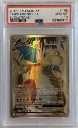 2016 Dragonite EX Full Art 106/108 PSA 10 – XY Evolutions Pokemon Card - Image 1