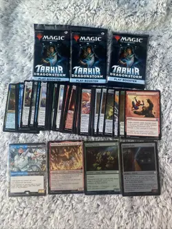 x3 Tarkir: Dragonstorm Play Booster Packs Magic the Gathering & Spider-Man Cards - Image 1