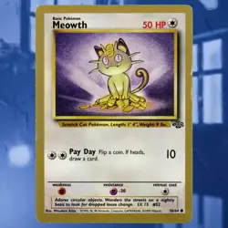 1999 Fruit Roll-Ups Meowth (Gold Bordered) #56/64 Jungle Pokemon Promo Card MP ² - Image 1
