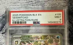 Pokemon 2025 Seismitoad Illustration Rare Sv: Black Bolt 105/086 Holo PSA 9 - Image 3