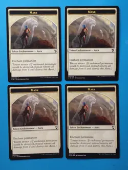 MTG 4x Mask Token (random back) x4 NM Commander 2018 Magic Playset - Image 1