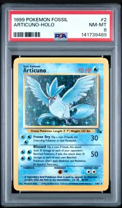 1999 POKEMON FOSSIL #2 ARTICUNO-HOLO PSA 8 - Image 1