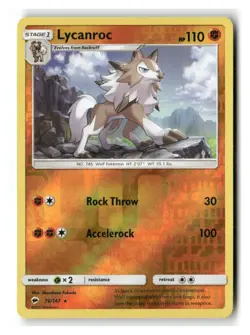 Lycanroc 76/147 Rare Burning Shadows Pokemon Reverse Holo Near Mint - Image 1