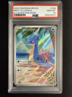 2025 POKEMON DRI EN-DESTINED RIVALS ILLUSTRATION RARE #194 MISTY'S LAPRAS PSA 10 - Image 1