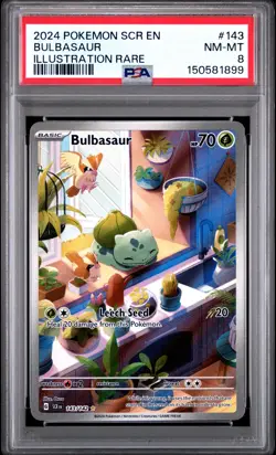 2024 POKEMON SCR EN-STELLAR CROWN ILLUSTRATION RARE #143 BULBASAUR PSA 8 - Image 1