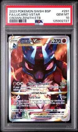 PSA 10 LUCARIO VSTAR SWSH291 CROWN ZENITH ETB BALCK STAR PROMO POKEMON GEM MINT - Image 1
