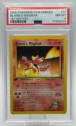 2000 POKEMON GYM HEROES #37 BLAINE'S MAGMAR 1ST EDITION PSA 8 NM-MT - Image 1
