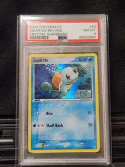 2006 Pokemon Ex Crystal Guardians Squirtle Reverse Holo PSA 8 #63 - Image 1