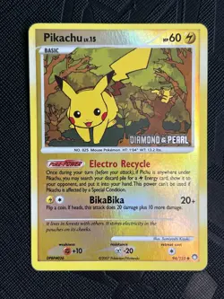 Pokemon TCG *STAMPED* Pikachu 94/123 Diamond and Pearl Burger King Promo - NM(-) - Image 3