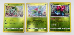 001/078 Bulbasaur 002/078 Ivysaur 003/078 Venusaur Reverse Holo Pokemon GO 2022 - Image 1
