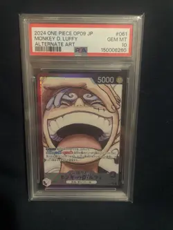 PSA 10 GEM MINT JAPANESE ONE PIECE 2024 Monkey D. Luffy OP09-061 A NEWB EMPEROR - Image 1