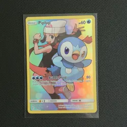 Pokemon TCG Piplup Holo Secret Rare Full Art Cosmic Eclipse Card 239/236 - Image 1