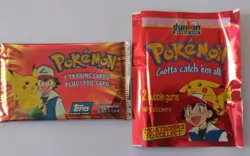 PACK BOOSTER Pokemon 7 Trading Cards + Booster Pokemon Dunkin Bubble Gum Vintage - Image 1