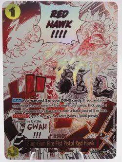 NM Gum-Gum Fire-Fist Pistol Red Hawk OP11-114 ALT ART One Piece Card - Image 1