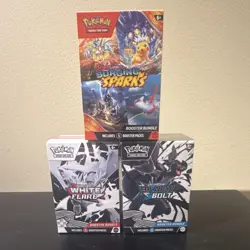 Pokemon TCG Scarlet & Violet Surging Sparks, White Flare Booster Bundles (3) En… - Image 1