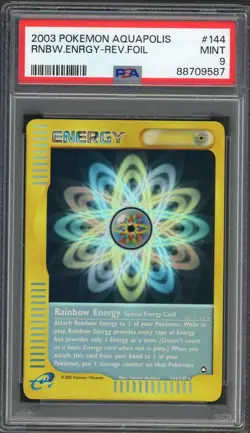 PSA 9 Rainbow Energy Aquapolis 144/147 Reverse Holo Pokemon Card B2 - Image 1