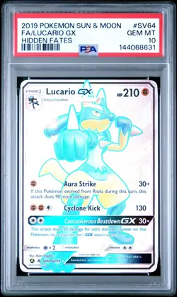 Pokemon TCG Lucario GX Full Art Shiny SV64/SV94 PSA 10 - Image 1