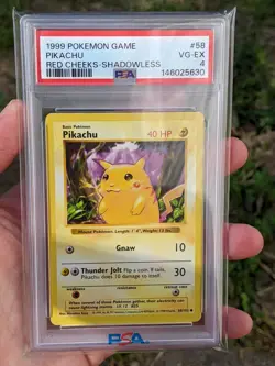 1999 Pokemon Game Pikachu Red Cheeks Shadowless PSA 4 VG-EX - Image 1
