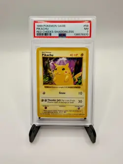 1999 Red Cheeks Pikachu |Pokemon Game Shadowless #58 | PSA 7 NM | Free Shipping! - Image 1
