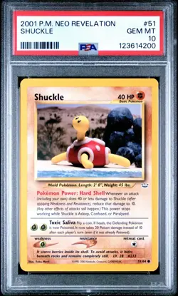 2001 Pokemon Neo Revelation # 51 Shuckle PSA 10 Card! GEM MINT! Trusted Seller! - Image 1