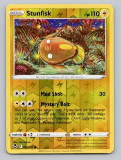 Reverse Holo Stunfisk 055/195 Common Silver Tempest Pokemon - Image 1