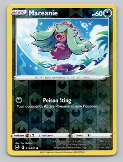 Reverse Holo Mareanie 114/195 Common Silver Tempest Pokemon - Image 1