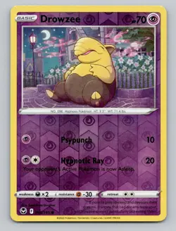 Reverse Holo Drowzee 060/195 Common Silver Tempest Pokemon - Image 1