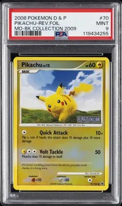 2008 POKEMON D&P MAJESTIC DAWN BURGER KING COL #70/100 PIKACHU REVERSE PSA 9 - Image 1