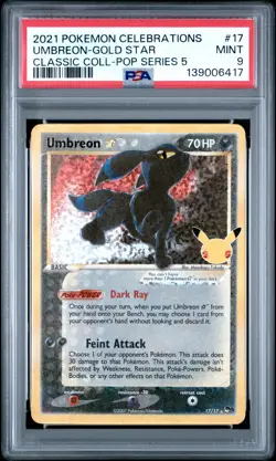 2021 POKEMON CELEBRATIONS CLASSIC COLLECTION #17 UMBREON-GOLD STAR PSA 9 - Image 1