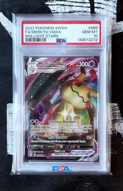 Pokemon PSA 10 GEM MT - MIMIKYU VMAX (FA) #069 - SWSH09 - BRILLIANT STARS - Image 1