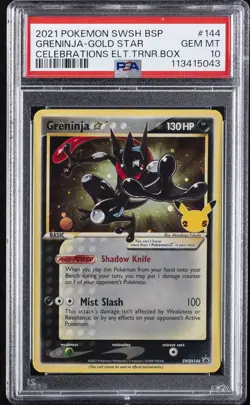 2021 POKEMON SWSH BLACK STAR PROMO #144 GRENINJA-GOLD STAR PSA 10 - Image 1