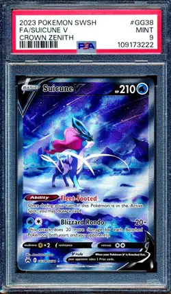 Suicune V 2023 Pokemon Crown Zenith #GG38 Full Art PSA 9 English - Image 1