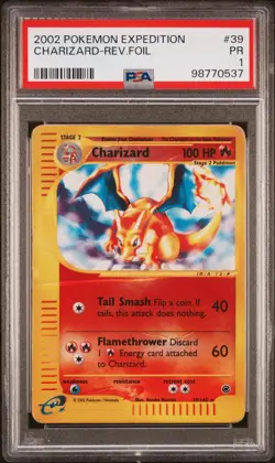 Charizard 039/165 Expedition Base Set Reverse Holo PSA 1 Pokemon Slab - Image 1