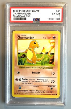 Pokemon Card 1999 Base Set Shadowless CHARMANDER 46/102 PSA 6 - Image 1