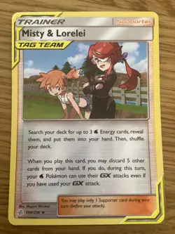 Misty & Lorelei Tr Pokemon Card 199/236 R/ Holo Used - Sun & Moon/C Eclipse Set - Image 1