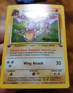 Aerodactyl 1/62 1st Edition PRERELEASE Light Holobleed Error Pokemon Card LP - Image 4