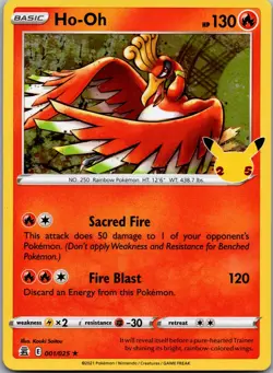 Ho-Oh 001/025 Celebrations Holo Rare Pokemon NM - Image 1