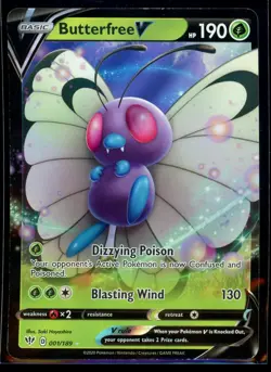 2020 Sword & Shield - Darkness Ablaze Butterfree V #1 Ultra Rare Holo Pokemon - Image 1
