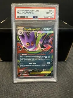 2025 POKEMON PFL EN-PHANTASMAL FLAMES #056 MEGA GENGAR EX PSA 10 - Image 1