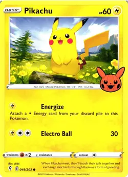 Pokemon TCG Pikachu Trick Or Trade 049/203 Common NM - Image 1