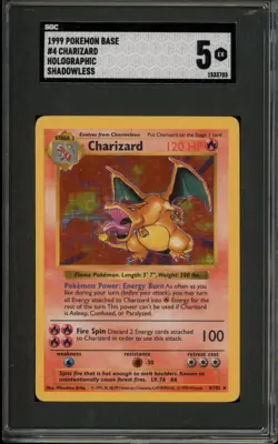 Pokemon Charizard Base Set Shadowless Holo Rare #4 SGC 5 - Image 1
