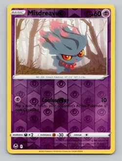 Reverse Holo Misdreavus 063/195 Common Silver Tempest Pokemon - Image 1