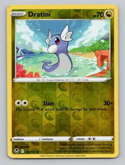 Reverse Holo Dratini 129/195 Common Silver Tempest Pokemon - Image 1