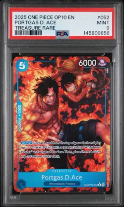 2025 One Piece OP10 En Portgas D Ace Treasure Rare #052 PSA 9 Mint - Image 1