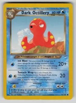 Dark Octillery 62/105 Common Neo Destiny Pokemon 1st Edition MP - Image 1