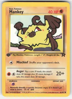 Mankey 61/82 Common Team Rocket Pokemon 1st Edition MP - Image 1