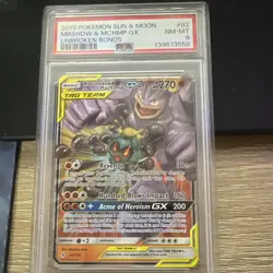 Pokemon PSA 8 Marshadow & Machamp GX 82/214 Unbroken Bonds Tag Team Holo EN - Image 1