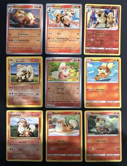 Pokemon TCG Growlithe & Arcanine Lot: 9 Card Collection Set - Image 1