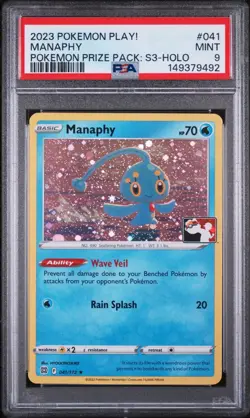 2023 POKEMON PLAY! POKEMON PRIZE PACK: SERIES 3 HOLO #041 MANAPHY PSA 9 - Image 1
